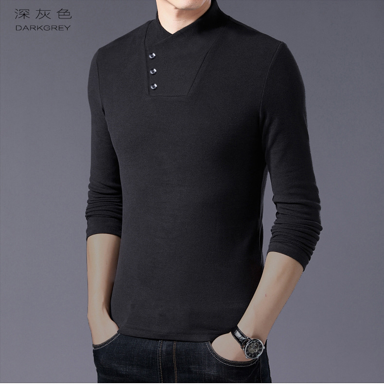 Men Long Sleeve 100%Cotton T-Shirt Korean Fashion Slim Large Size Casual Polos