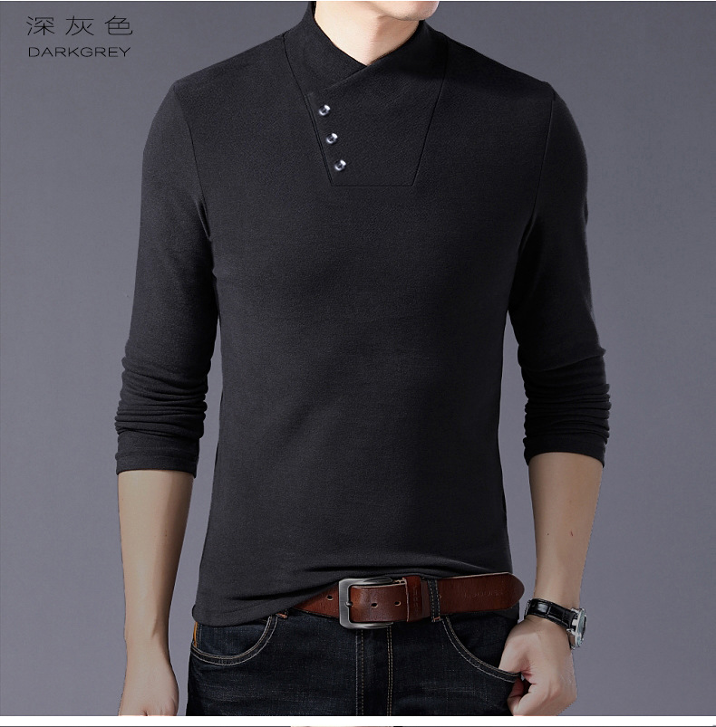 Men Long Sleeve 100%Cotton T-Shirt Korean Fashion Slim Large Size Casual Polos