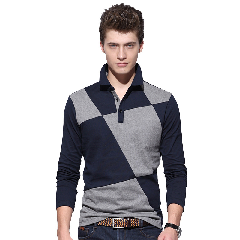 Men 100% cotton long-sleeved T-shirt men large size casual Polos men clothing