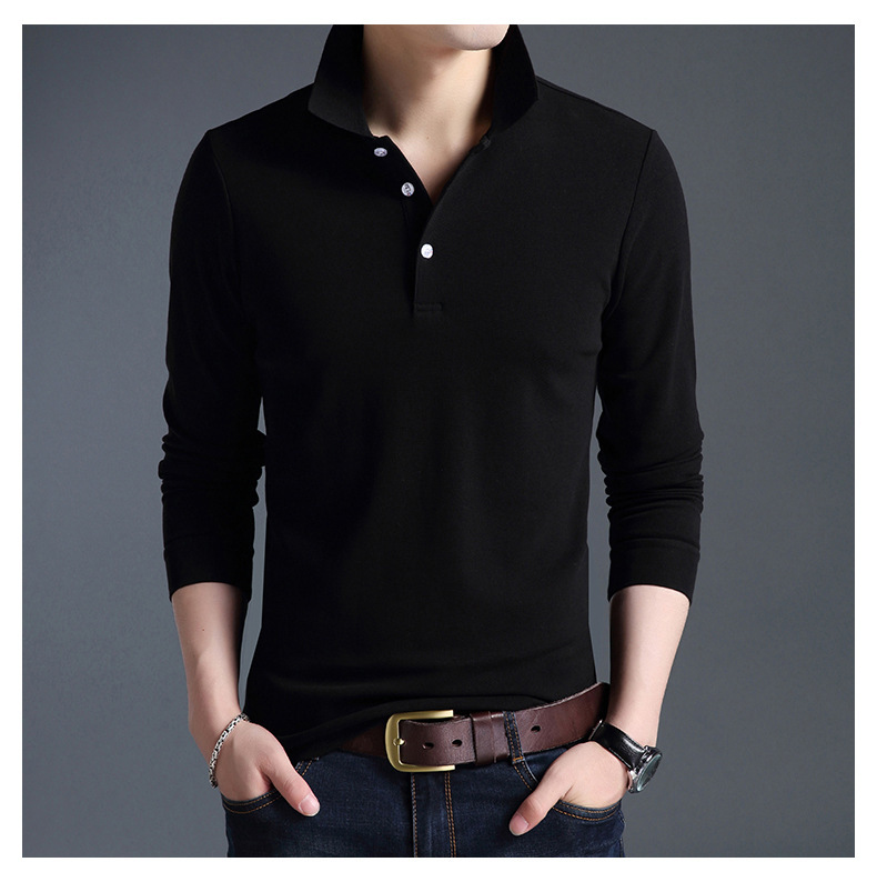 Men fashion cotton stand collar long-sleeved T-shirt men large size casual polos men clothing