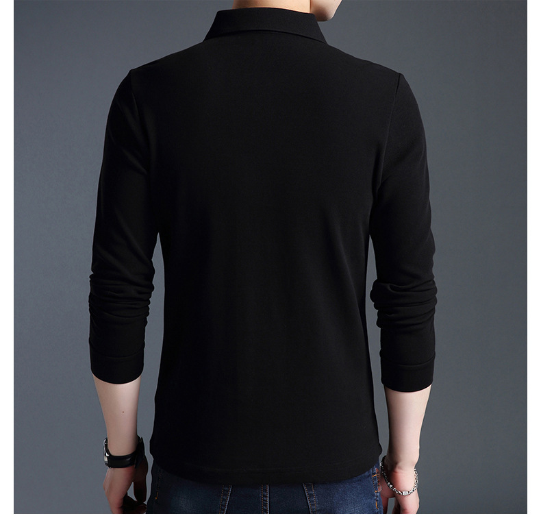 Men fashion cotton stand collar long-sleeved T-shirt men large size casual polos men clothing