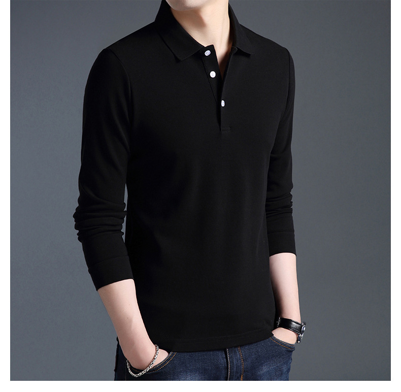 Men fashion cotton stand collar long-sleeved T-shirt men large size casual polos men clothing