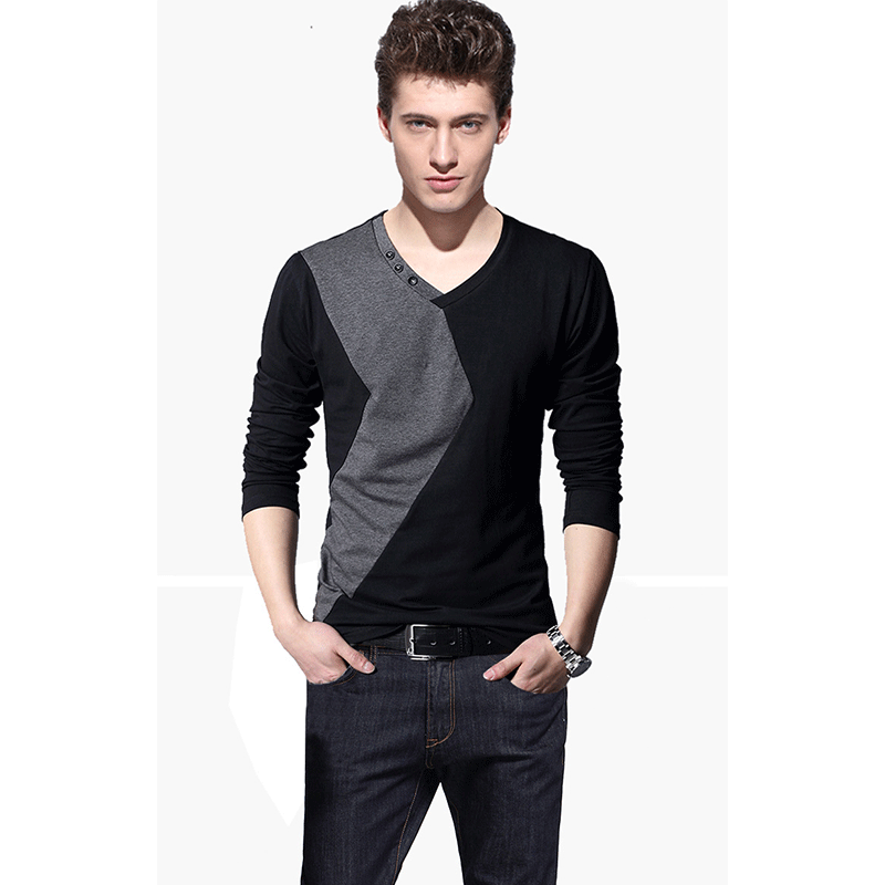 Men fashion cotton long-sleeved T-shirt men large size casual polos men clothing
