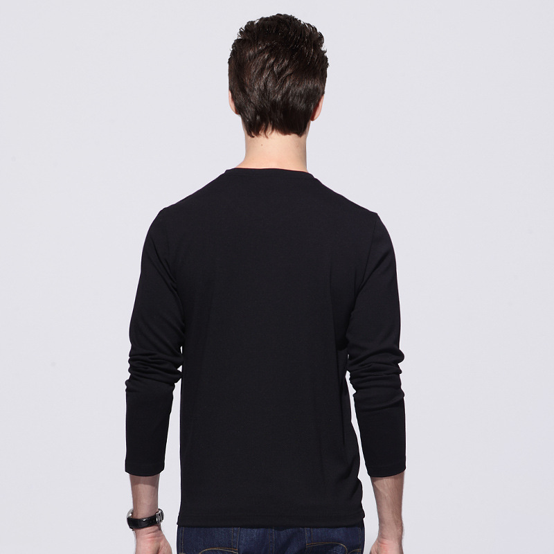 Men fashion cotton round collar long-sleeved T-shirt men large size casual polos men clothing