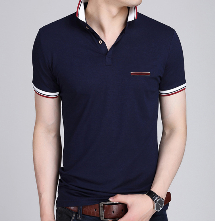 Men Fashion Short Sleeve T-Shirt Large Size Slim Casual Polos Men Temperament T-Shirt