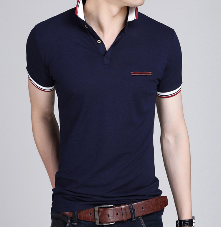 Men Fashion Short Sleeve T-Shirt Large Size Slim Casual Polos Men Temperament T-Shirt