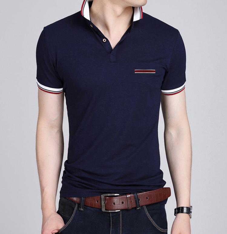 Men Fashion Short Sleeve T-Shirt Large Size Slim Casual Polos Men Temperament T-Shirt