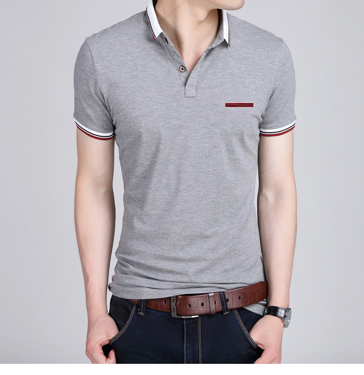 Men Fashion Short Sleeve T-Shirt Large Size Slim Casual Polos Men Temperament T-Shirt