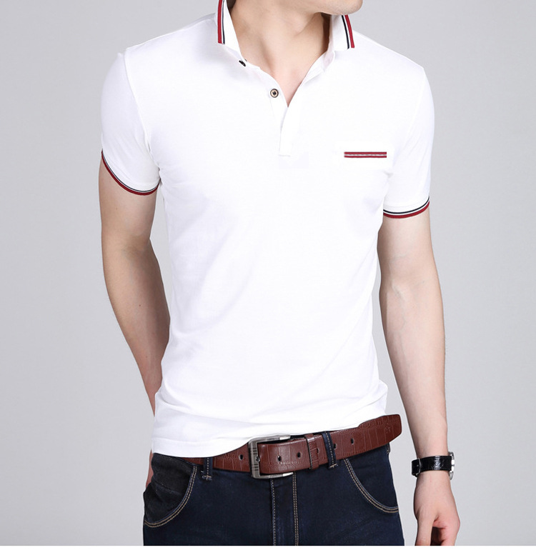 Men Fashion Short Sleeve T-Shirt Large Size Slim Casual Polos Men Temperament T-Shirt