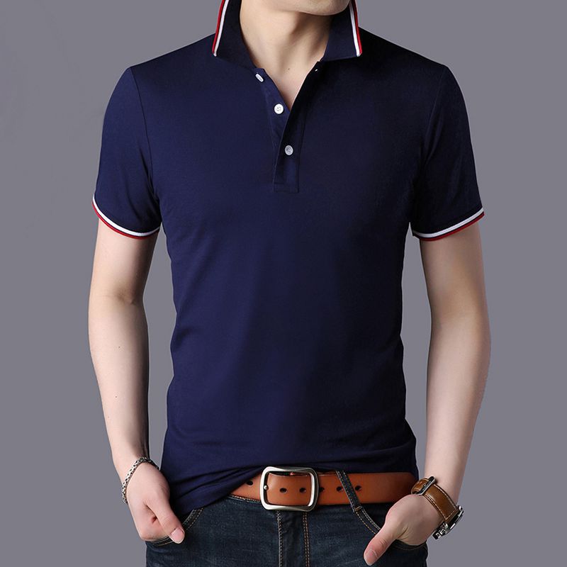 Men  Short Sleeve T-Shirt Large Size Slim Casual Polos Men Temperament T-Shirt