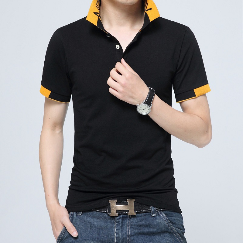 Men Fashion  Short Sleeve T-Shirt Large Size Slim Casual Polos Men Temperament T-Shirt