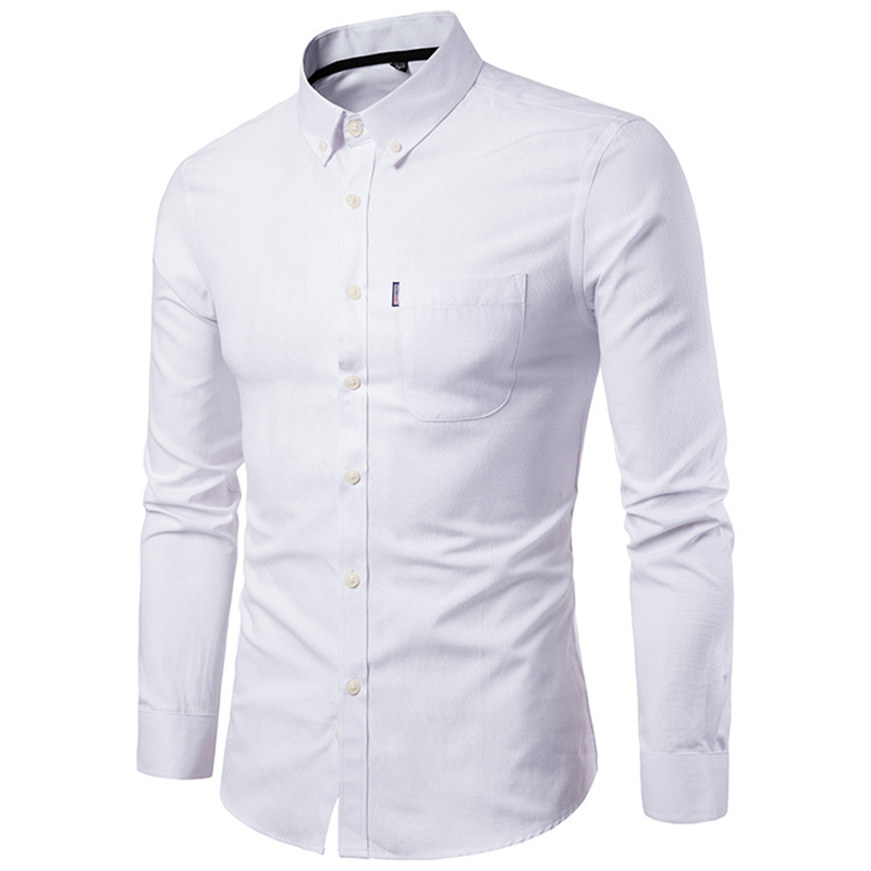 New Oxford Spinning Shirt Large Size Casual Men&apos;s Pocket Decorative Long Sleeve Shirt