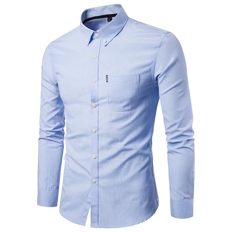 New Oxford Spinning Shirt Large Size Casual Men&apos;s Pocket Decorative Long Sleeve Shirt