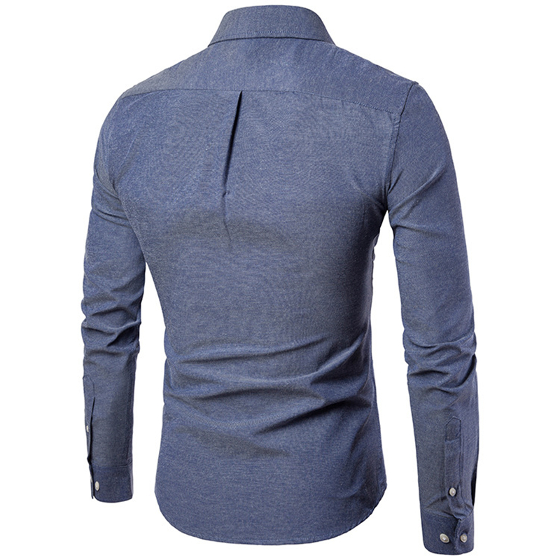 New Oxford Spinning Shirt Large Size Casual Men&apos;s Pocket Decorative Long Sleeve Shirt