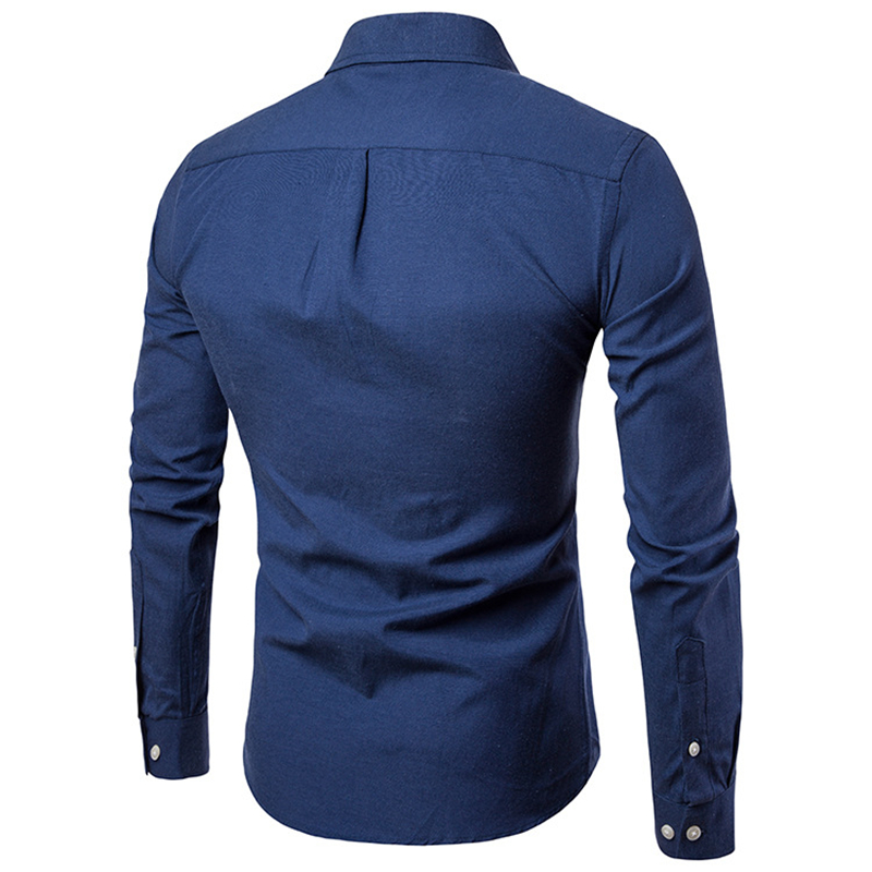 New Oxford Spinning Shirt Large Size Casual Men&apos;s Pocket Decorative Long Sleeve Shirt