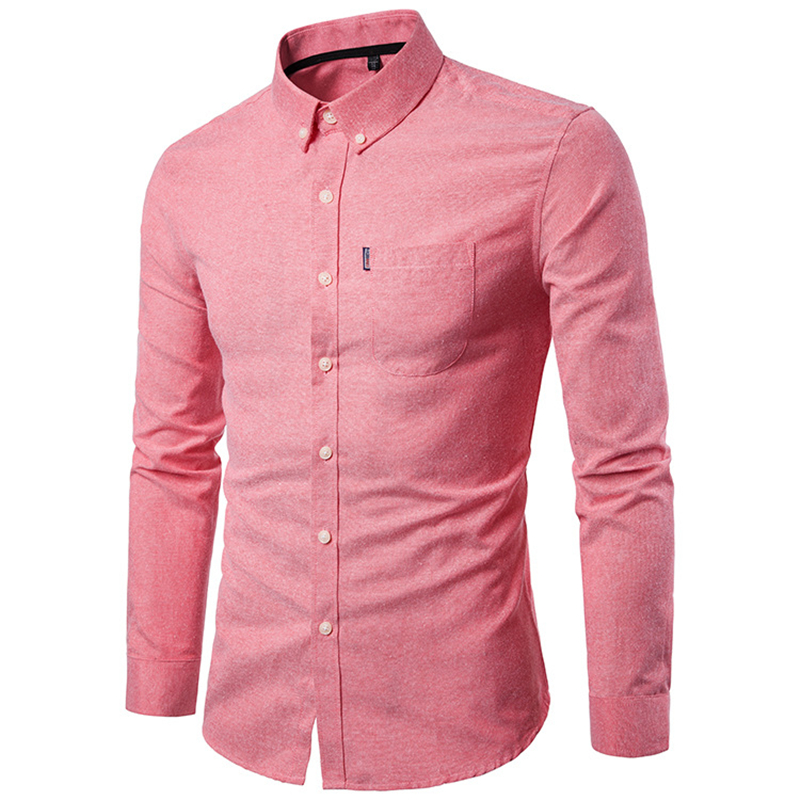 New Oxford Spinning Shirt Large Size Casual Men&apos;s Pocket Decorative Long Sleeve Shirt