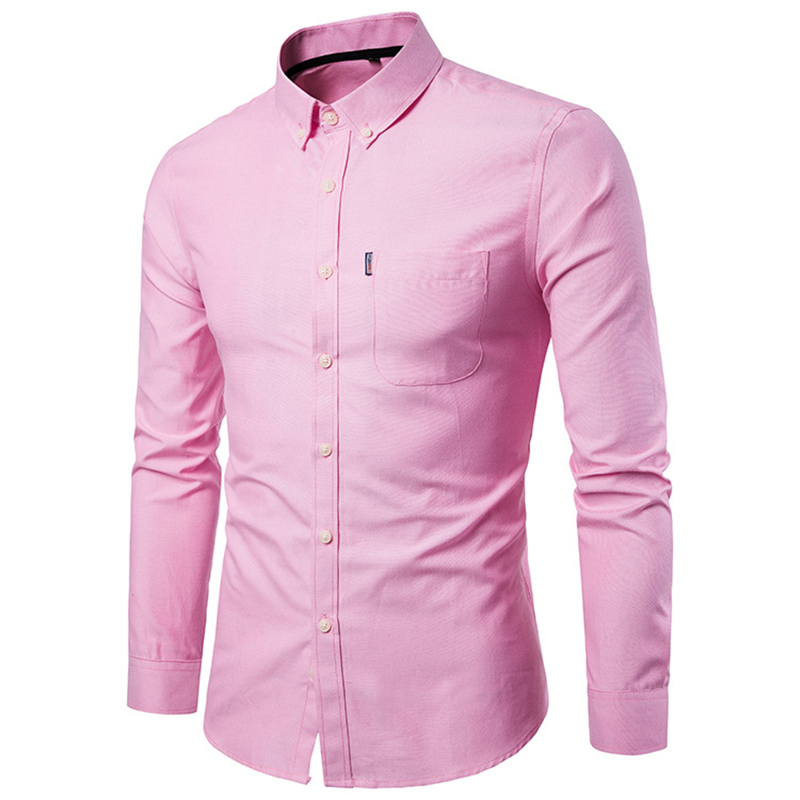 New Oxford Spinning Shirt Large Size Casual Men&apos;s Pocket Decorative Long Sleeve Shirt