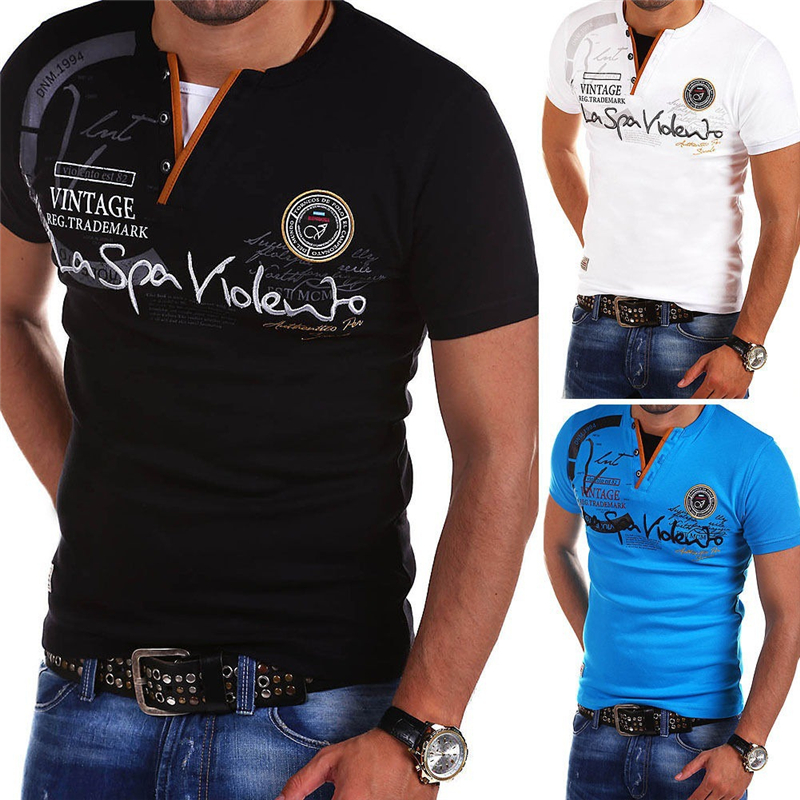 2019 New Foreign Trade Men&apos;s Fashion Casual Personality Short Sleeve T shirt