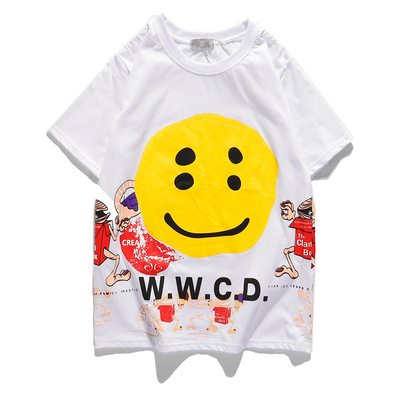 Men&apos;s Clothes &gt;T-shirts &amp; Polos &gt;Popular cartoon graffiti smiley face print T-shirt