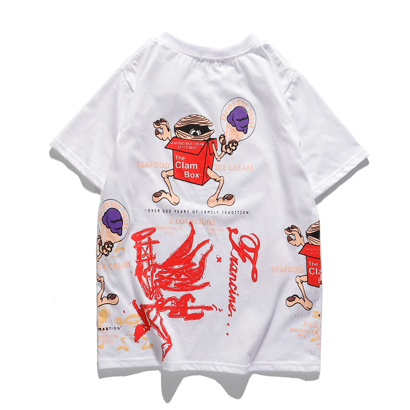 Men&apos;s Clothes &gt;T-shirts &amp; Polos &gt;Popular cartoon graffiti smiley face print T-shirt