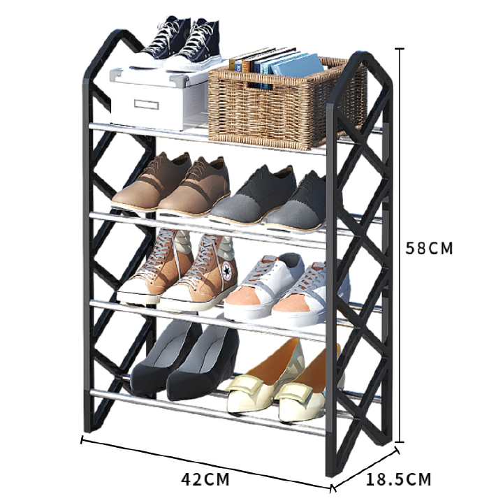 Jaza Keja 4 Layer Slant Bar Shoe Rack Home Doorway Sturdy Multilayer Dormitory Simple Shoe Cabinet Organizer Shoes Rack