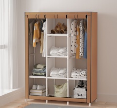 [Sale]Jaza Keja 3 Columns 130 DIY Large Capacity Metallic Wardrobe Assemble Closets Portable Home Storage with Rolling Door Gift