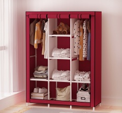 [Sale]Jaza Keja 3 Columns 130 DIY Large Capacity Metallic Wardrobe Assemble Closets Portable Home Storage with Rolling Door Gift