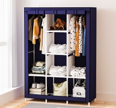 [Sale]Jaza Keja 3 Columns 130 DIY Large Capacity Metallic Wardrobe Assemble Closets Portable Home Storage with Rolling Door Gift