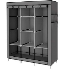 [Sale]Jaza Keja 3 Columns 130 DIY Large Capacity Metallic Wardrobe Assemble Closets Portable Home Storage with Rolling Door Gift
