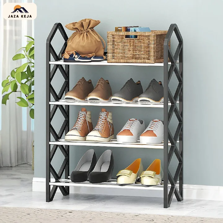 Jaza Keja 4 Layer Slant Bar Shoe Rack Home Doorway Sturdy Multilayer Dormitory Simple Shoe Cabinet Organizer Shoes Rack