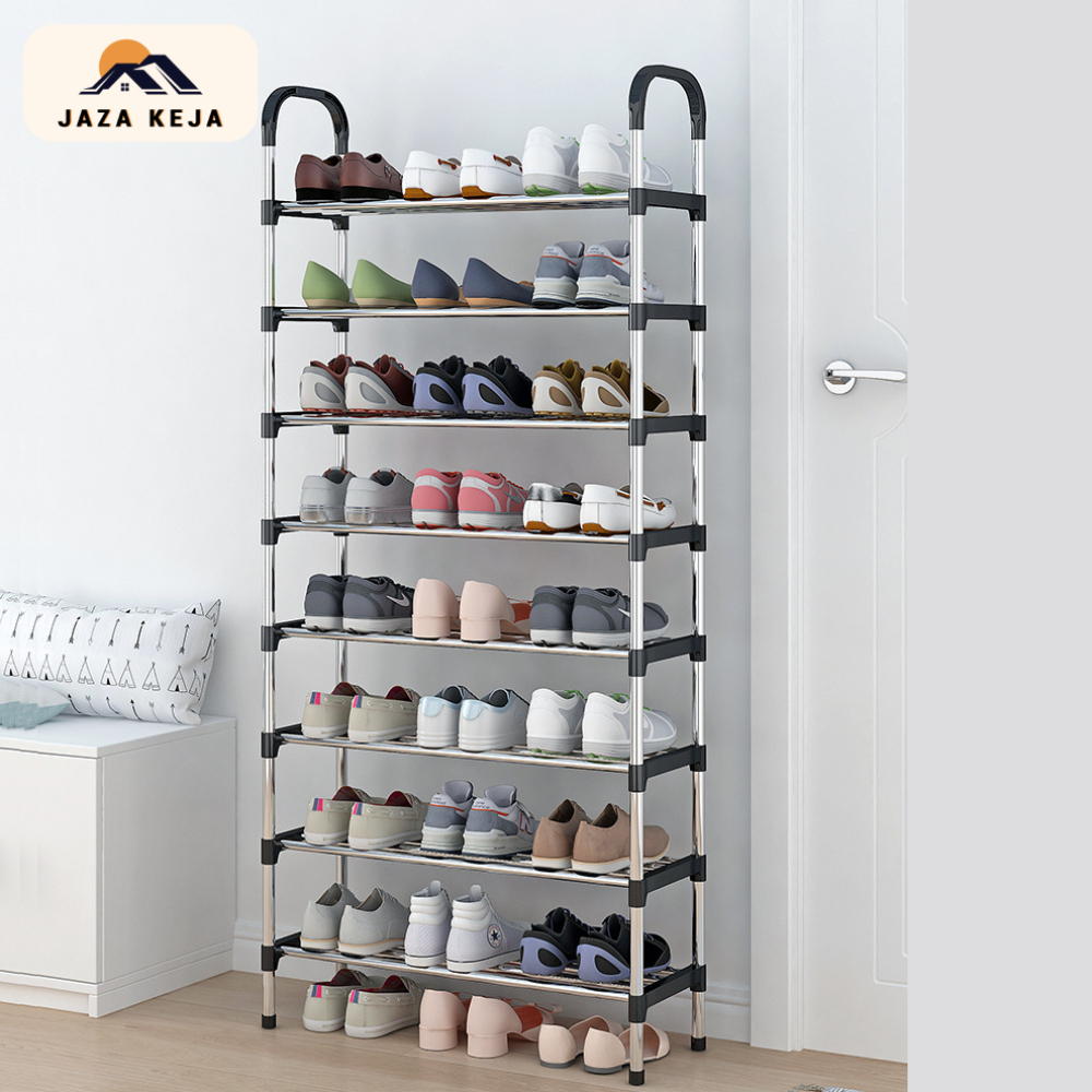 Jaza Keja 8 Layer Simple Shoe Rack Easy Assembled Economical Shoes Rack for Entryway Hallway Bedroom Living Room Back To College Essential