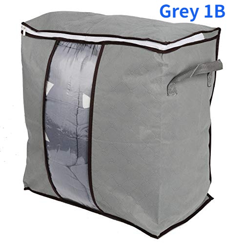 Non-woven Storage Bag for Clothes Comforter Quilt Blanket Pillow with Clear Window Handles Zipper