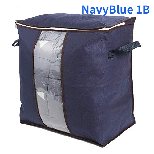 Non-woven Storage Bag for Clothes Comforter Quilt Blanket Pillow with Clear Window Handles Zipper