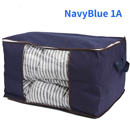 Non-woven Storage Bag for Clothes Comforter Quilt Blanket Pillow with Clear Window Handles Zipper