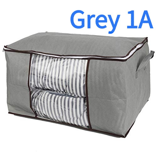 Non-woven Storage Bag for Clothes Comforter Quilt Blanket Pillow with Clear Window Handles Zipper