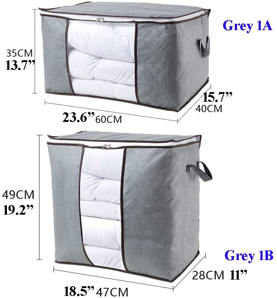 Non-woven Storage Bag for Clothes Comforter Quilt Blanket Pillow with Clear Window Handles Zipper