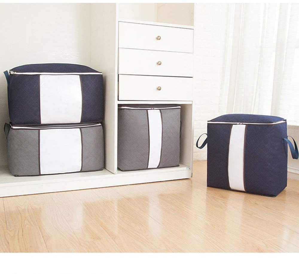 Non-woven Storage Bag for Clothes Comforter Quilt Blanket Pillow with Clear Window Handles Zipper