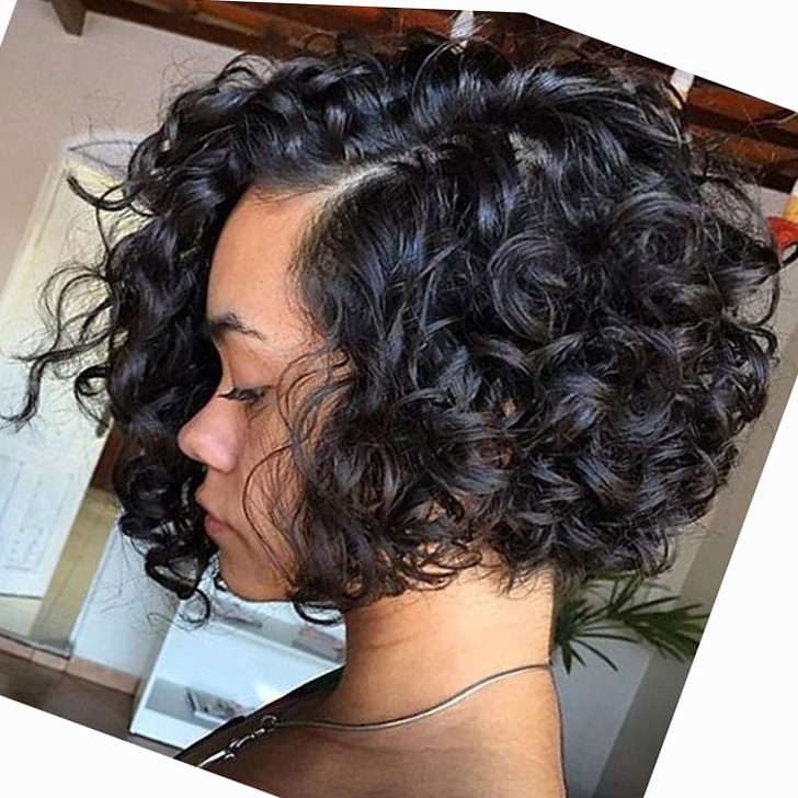 Short Black Hair With Wavy Curls And Wig Bobs European And