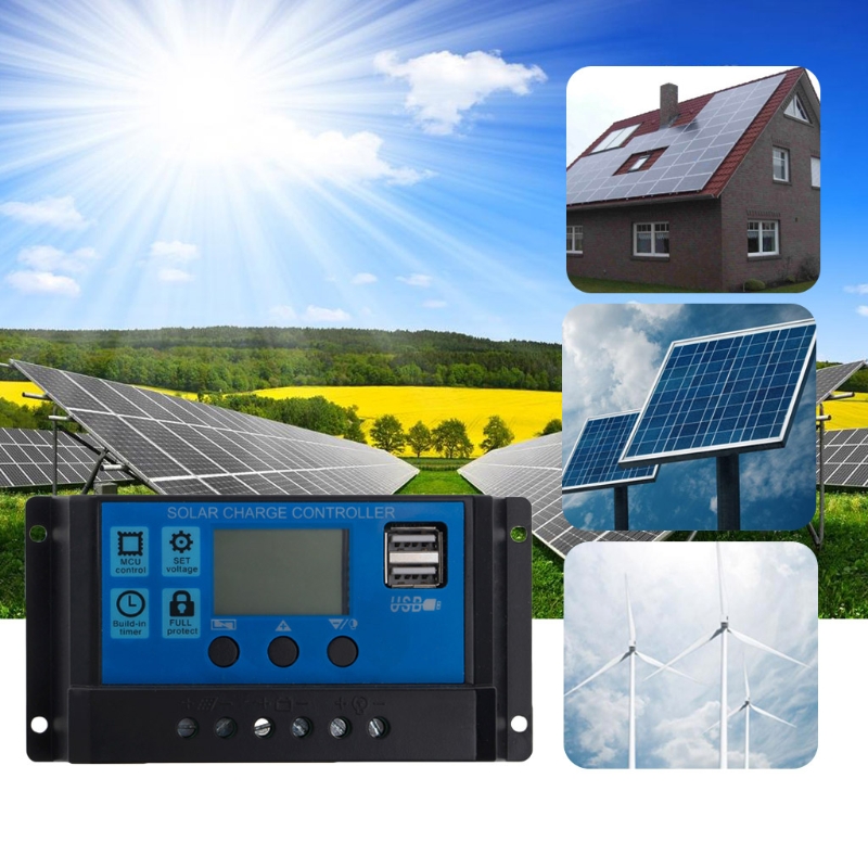 12V/24V 20A/30A Solar Ladegerat Controller Solar Panel Batterie Intelligente Regler mit USB Display