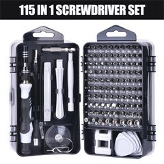 115 in 1 bit kit for mobile phone maintenance, multi-function precision screwdriver kit Black one size