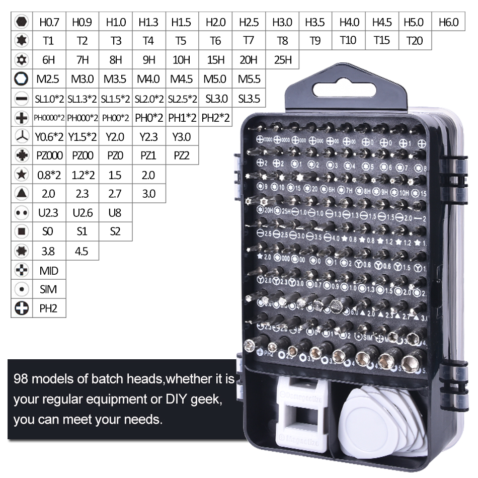 115 in 1 bit kit for mobile phone maintenance, multi-function precision screwdriver kit