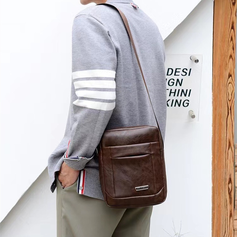 New Arrivals Men's bag new large capacity single shoulder bag Pu business men's messenger bag men's single shoulder Backpack