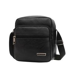 (Gift: a pair of men's socks) Men's bag new large capacity single shoulder bag Pu business men's messenger bag men's single shoulder Backpack Black 20cm*11cm*22cm