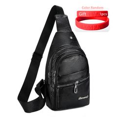 (Gift:1PCS A Man's Sports Bracelet)New Arrival Men Bags Messenger Shoulder Bags Chest Bags PU Bags Black one size