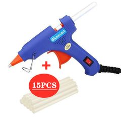 Upgraded Hot Glue Gun+15 Pcs Lengthened Melt Glue Sticks Safe and nontoxic Christmas Tool 02 A blue glue gun and 12 glue sticks one size