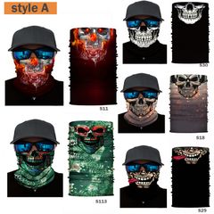 New Arrival 5PCS/Set Outdoor Windproof Magic Bandana Cool Skull Half Face Thermal Scarf Seamless Protective Scarf Outdoor Gear Mask Riding Hiking Traveling Everyday Use style-A as picture