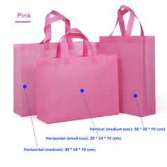 6/Pack and 1 /Pack Non-Woven Gift Shopping Bags Handbag Textiles Shoes Hats Toys Advertising Materials Handbag Environmental Protection Bag 1 pink bag (horizontal style or medium) as picture