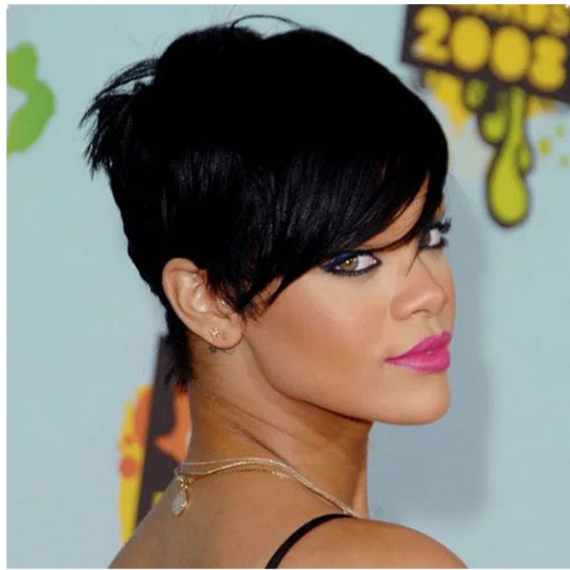 Limit promotion lady high temperature silk synthetic short straight hair oblique bangs wig