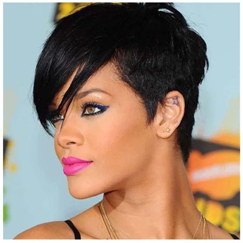 Limit promotion lady high temperature silk synthetic short straight hair oblique bangs wig