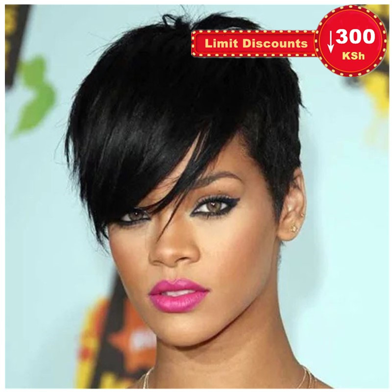 Limit promotion lady high temperature silk synthetic short straight hair oblique bangs wig